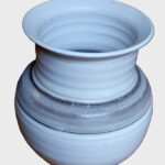 Tin-Glazed vase with grey band Tin glazed vase with a band of grey decoration